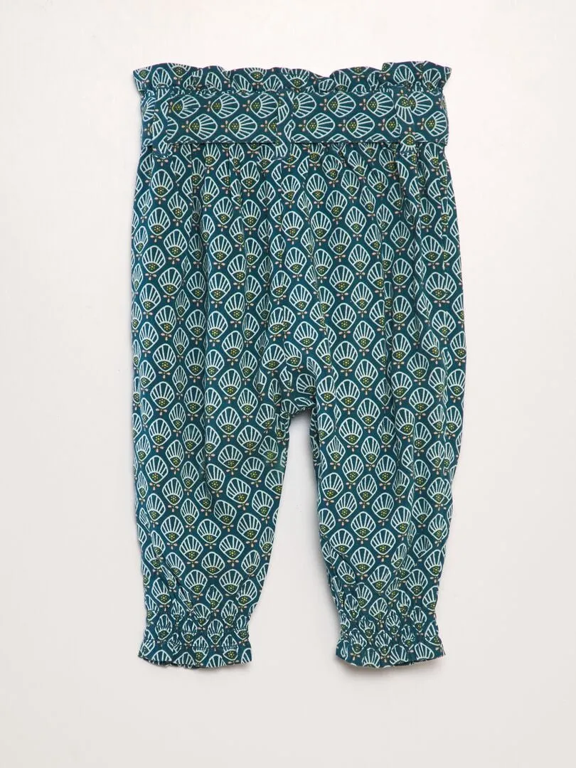 PANTALóN SAROUEL CON ESTAMPADO  AZUL