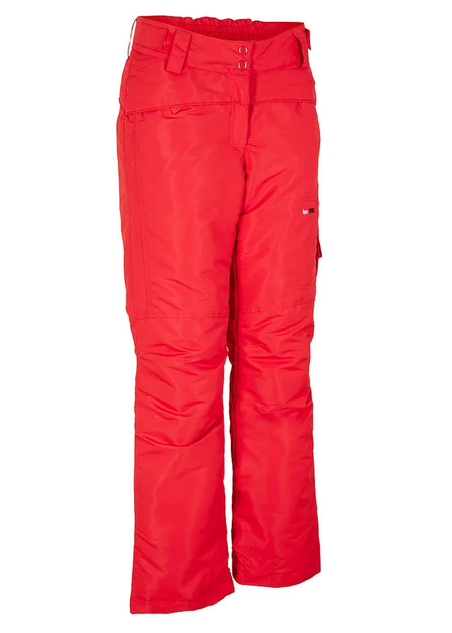 Pantalón térmico funcional de esquí con corte recto rojo intenso