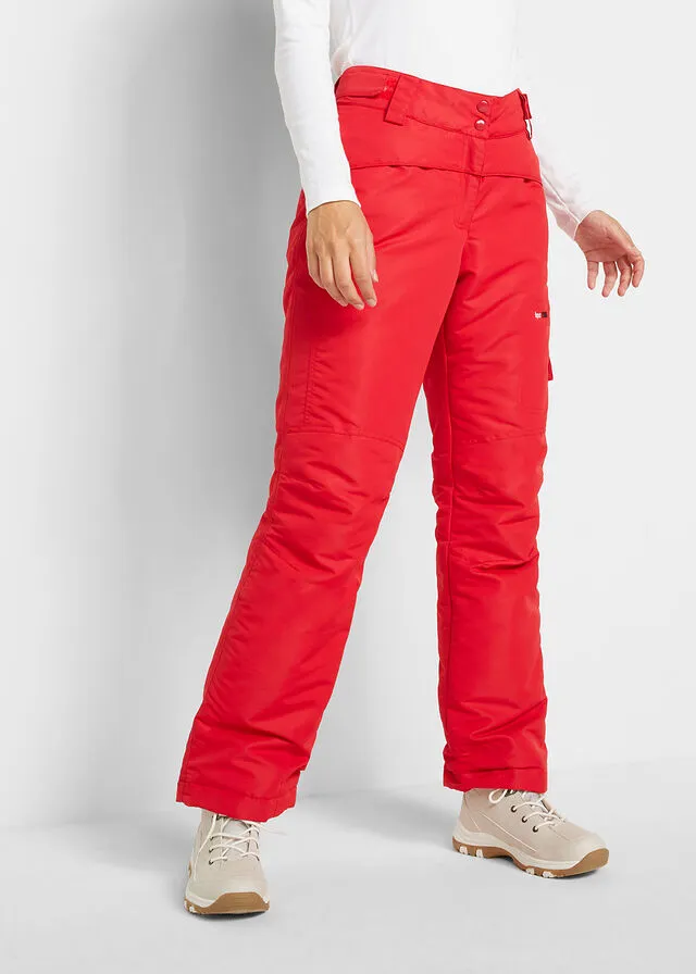Pantalón térmico funcional de esquí con corte recto rojo intenso