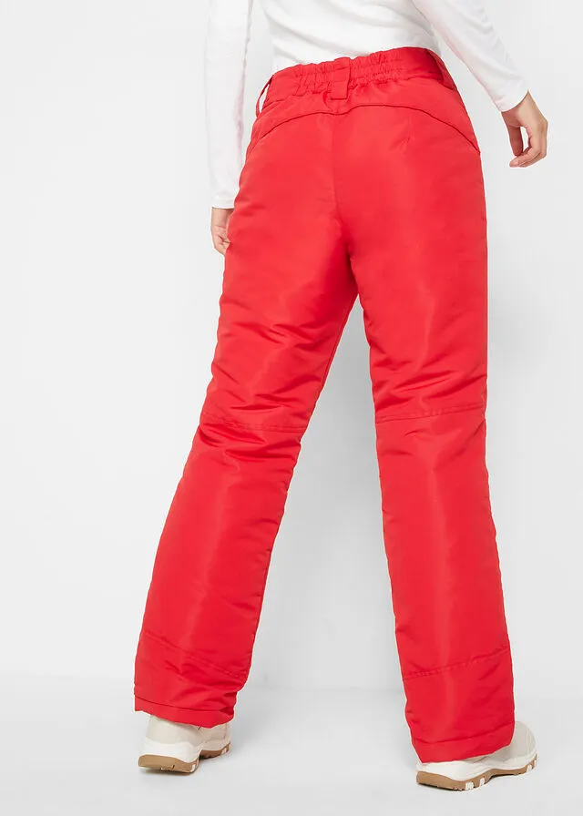 Pantalón térmico funcional de esquí con corte recto rojo intenso