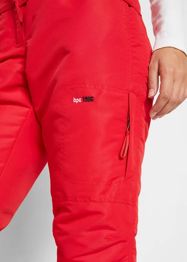 Pantalón térmico funcional de esquí con corte recto rojo intenso
