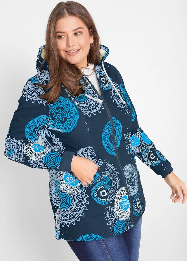 Parka de algodón estampada con capucha Negro estampado