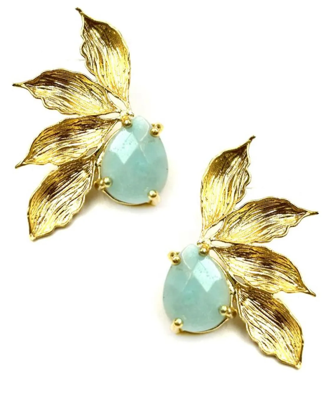 PENDIENTES BODAS DORADOS CON PIEDRAS AGUAMARINA ESPECIAL EVENTOS DE DIA