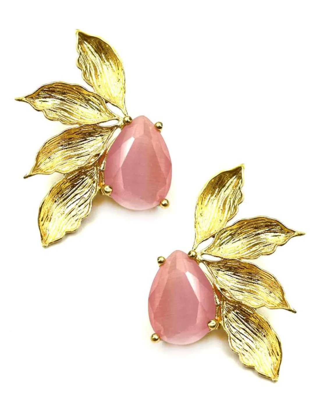 PENDIENTES BODAS DORADOS CON PIEDRAS ROSAS ESPECIAL EVENTOS DE DIA