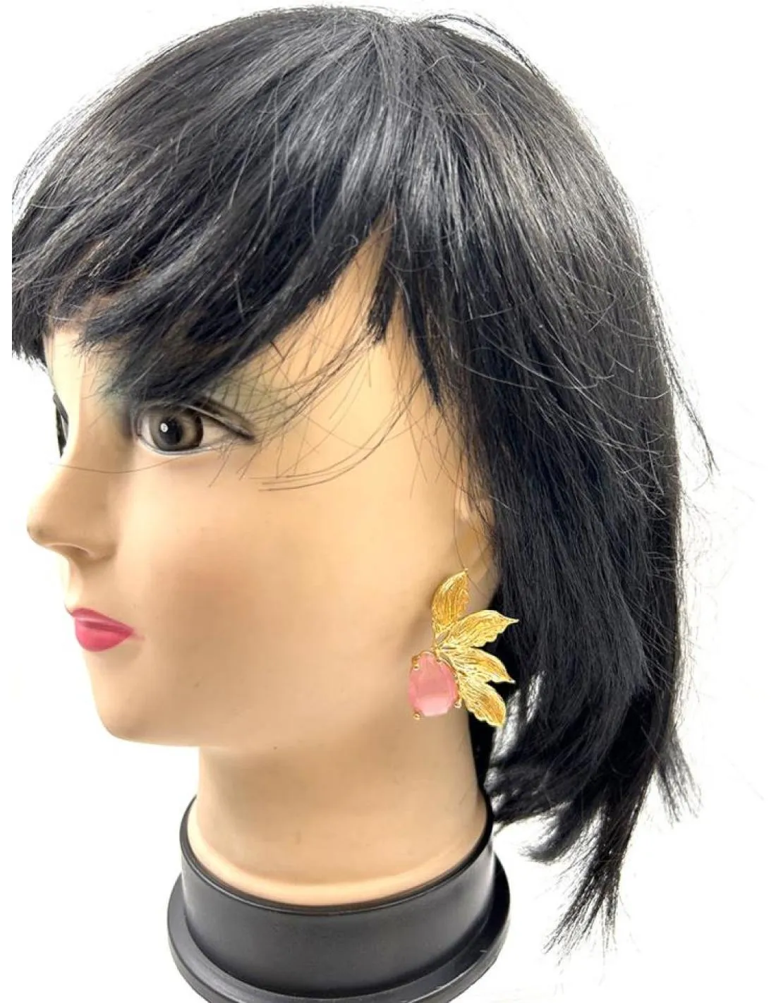 PENDIENTES BODAS DORADOS CON PIEDRAS ROSAS ESPECIAL EVENTOS DE DIA