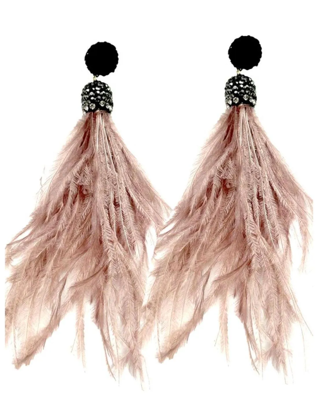 PENDIENTES LARGOS DE PLUMAS ROSAS PARA FIESTA Y EVENTOS
