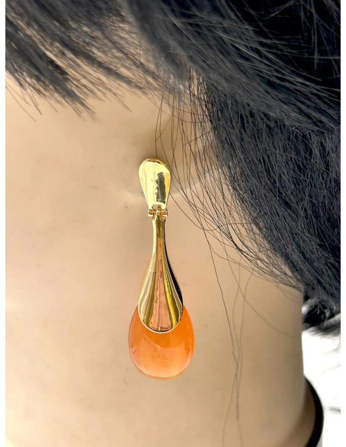 PENDIENTES LARGOS NARANJAS PARA BODAS BAUTIZOS Y EVENTOS
