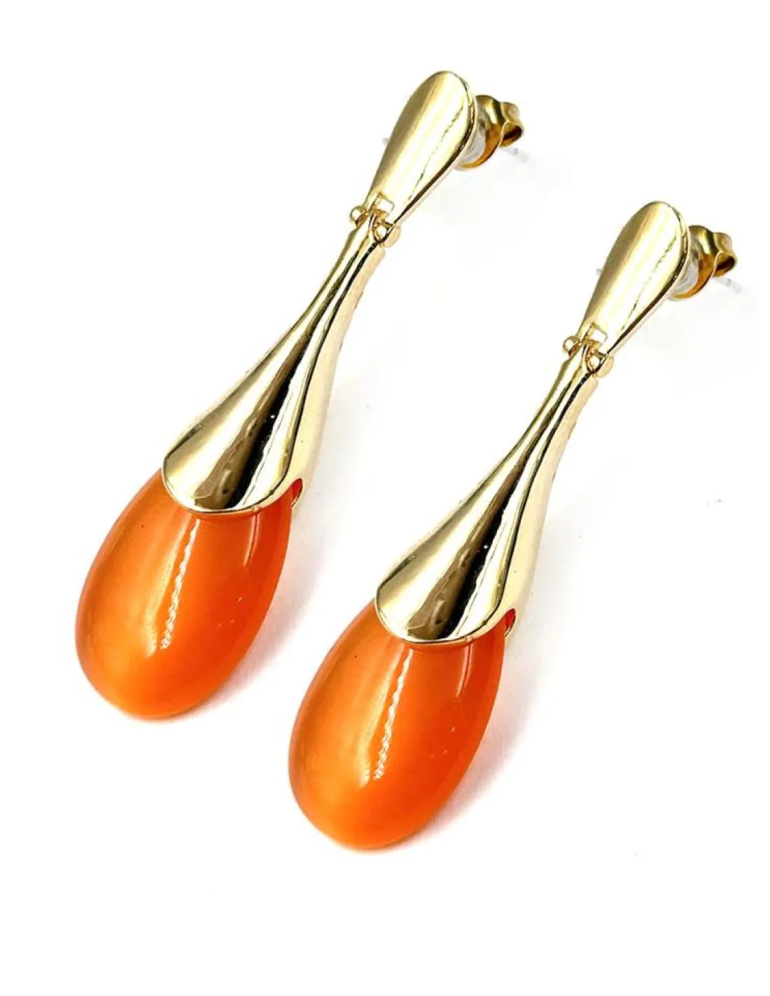 PENDIENTES LARGOS NARANJAS PARA BODAS BAUTIZOS Y EVENTOS