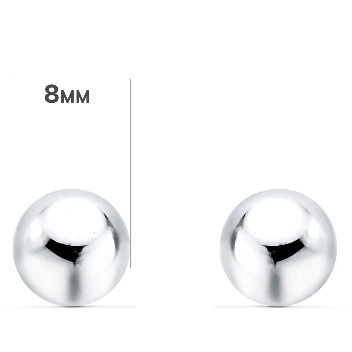 Pendientes Oro Blanco 8 mm.
