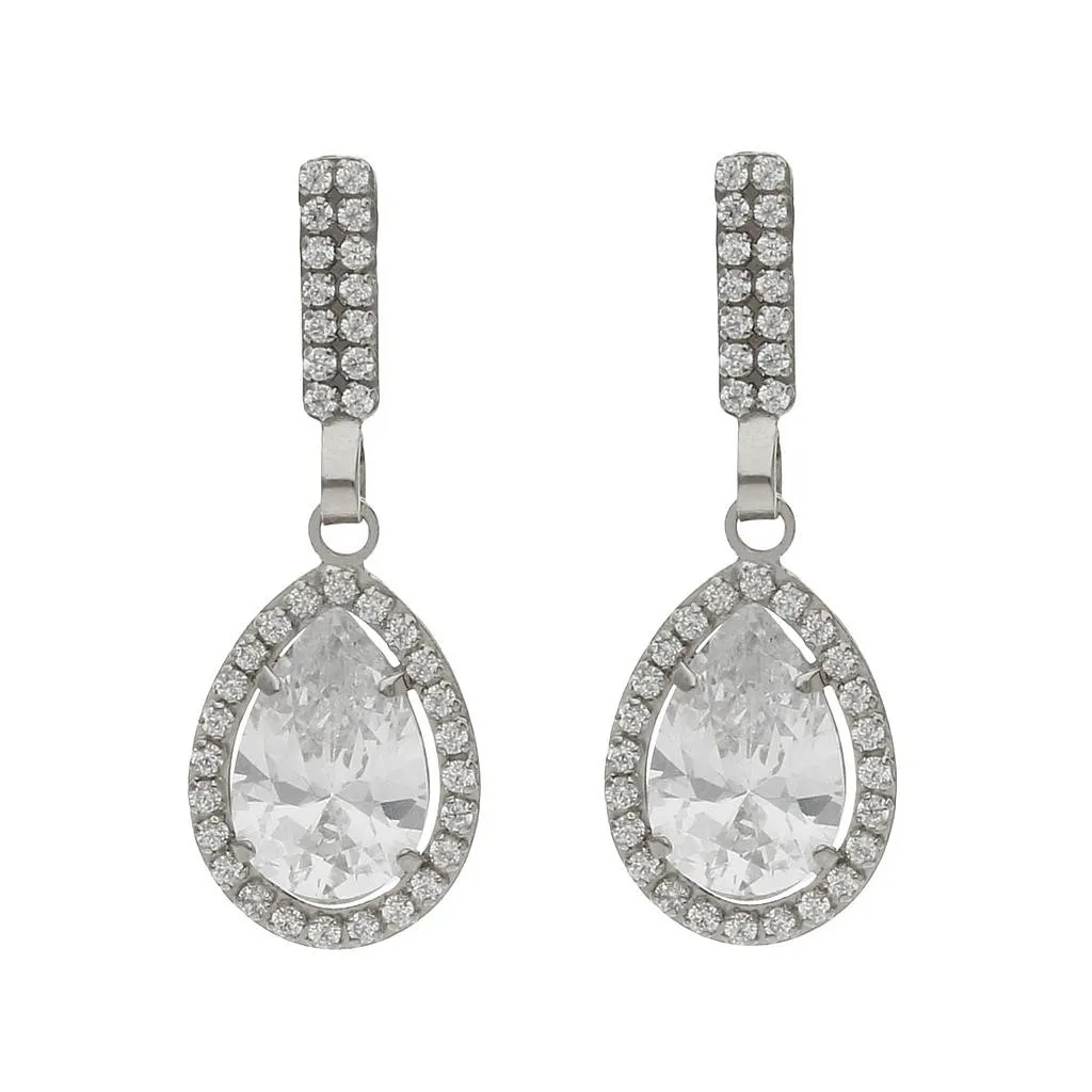 Pendientes Oro Blanco Y Circonitas