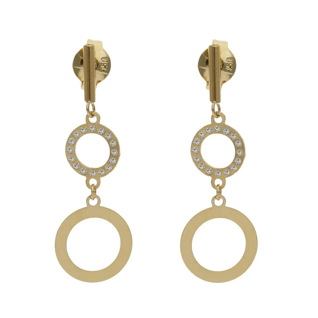 Pendientes Oro Círculos Y Circonitas