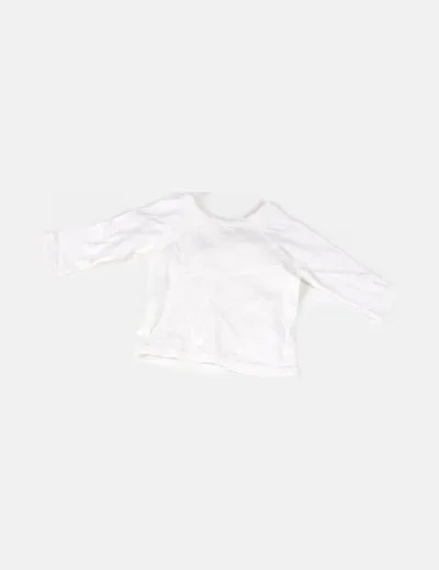 Petit Bateau Camiseta blanca detalle lazo