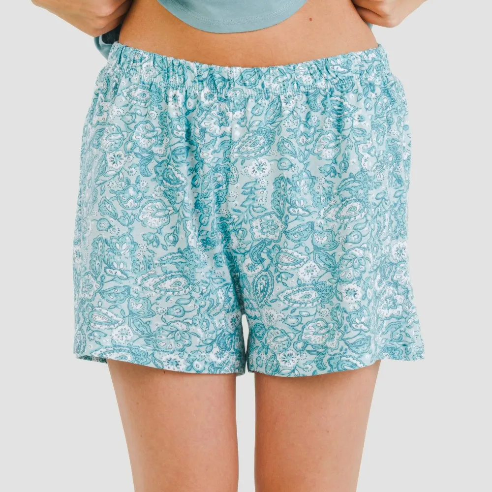 Pijama corto algodón Hera verde azulado