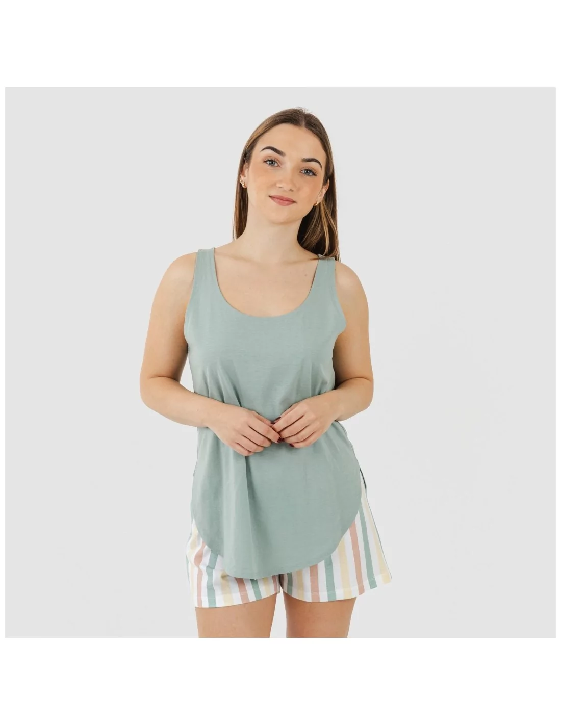 Pijama corto algodón Raya Laia