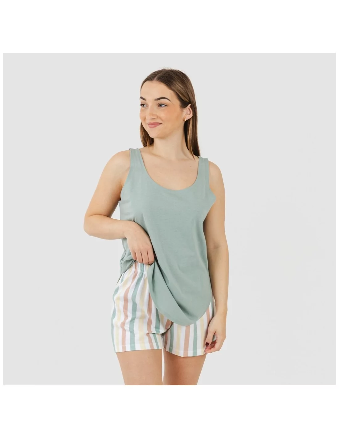 Pijama corto algodón Raya Laia