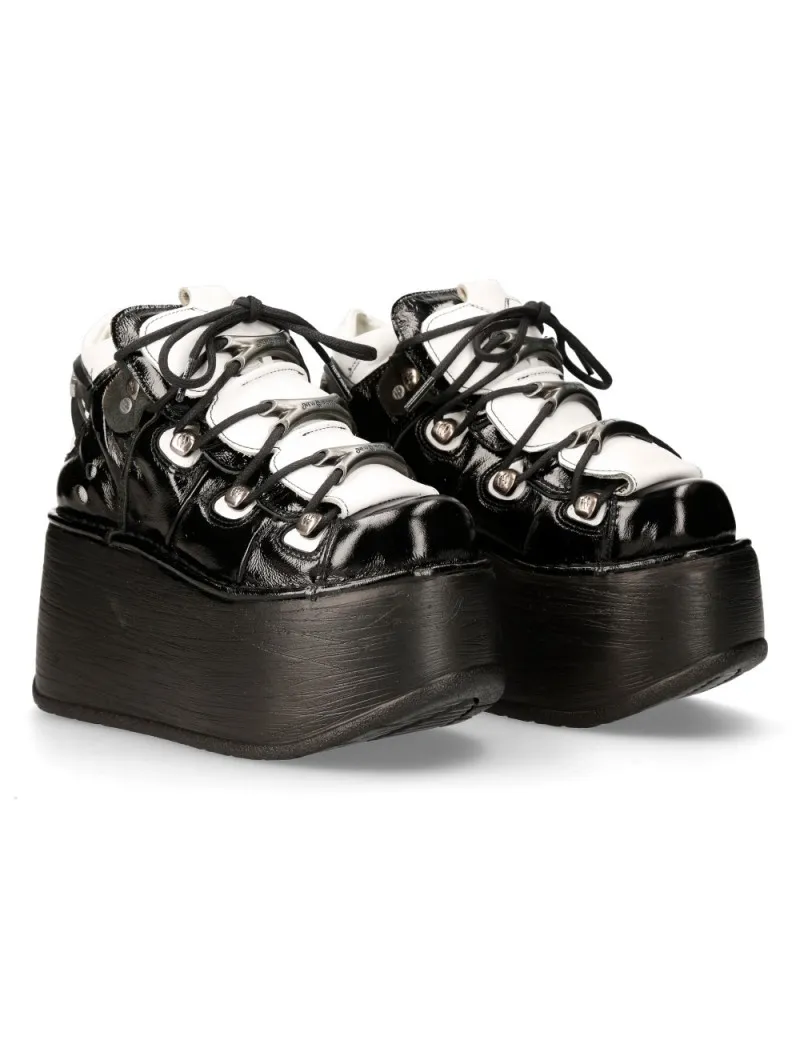 PLATAFORMAS ALTAS DE PIEL BLANCO NEGRO