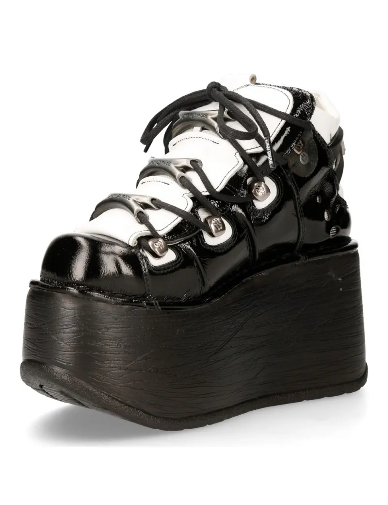 PLATAFORMAS ALTAS DE PIEL BLANCO NEGRO