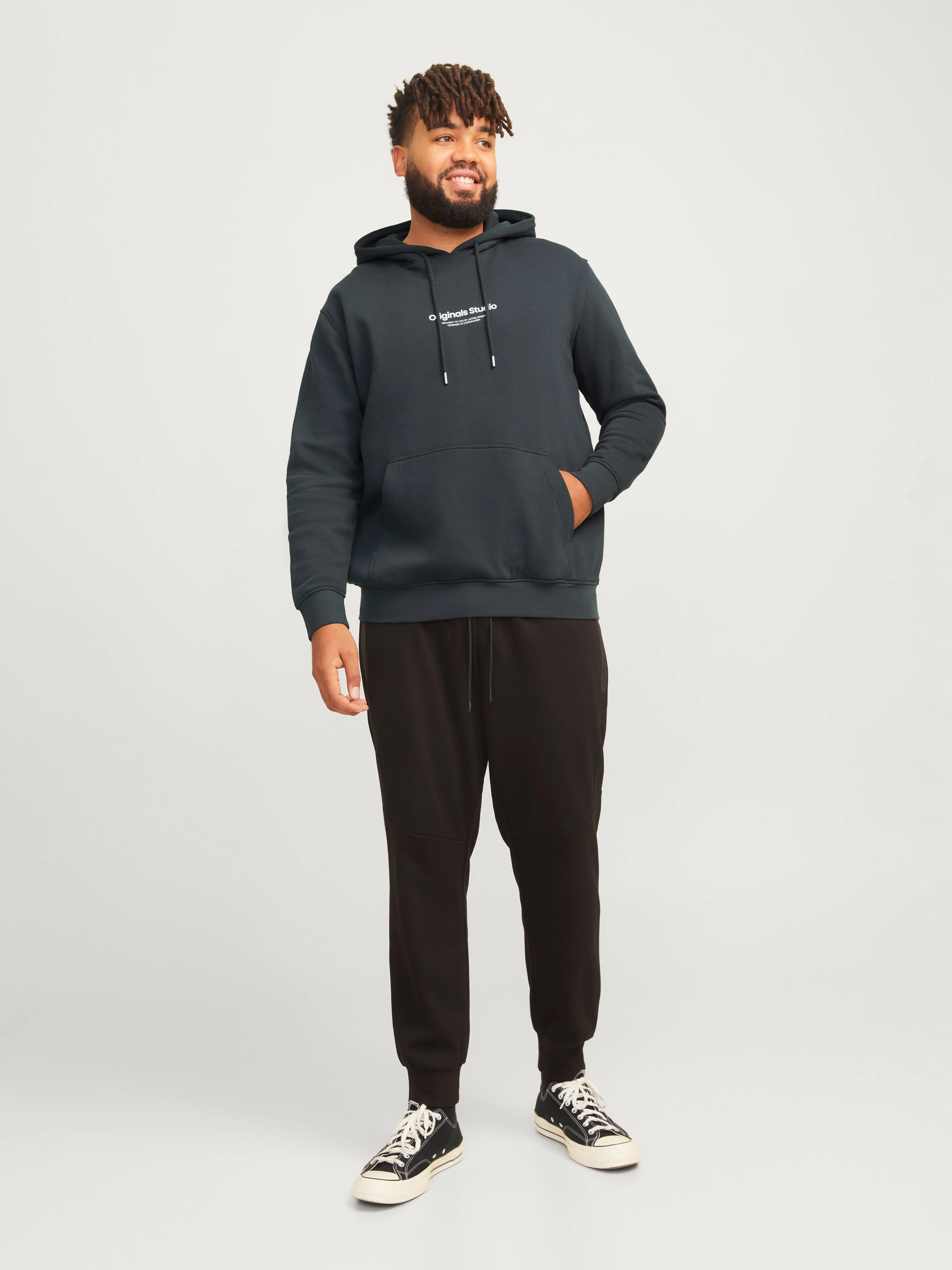 Plus Sudadera con capucha Estampado | Gris oscuro | Jack & Jones®