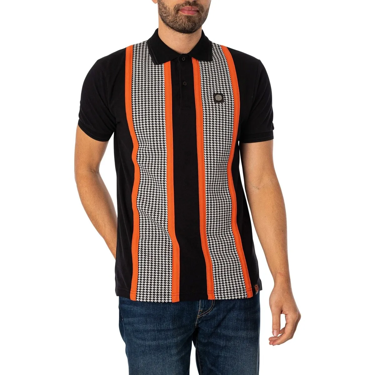 Polo Con Panel De Pata De Gallo Con Cinta