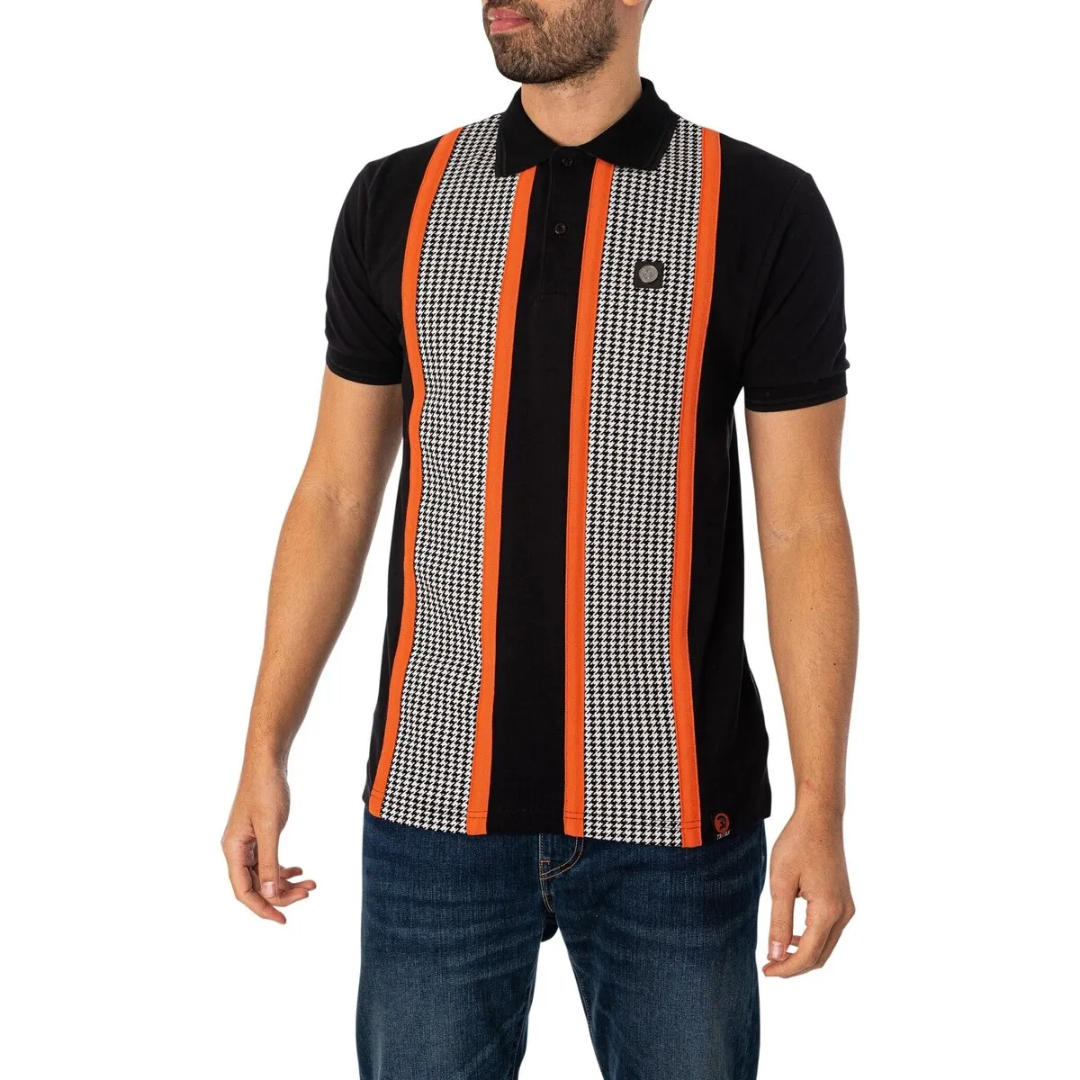 Polo Con Panel De Pata De Gallo Con Cinta