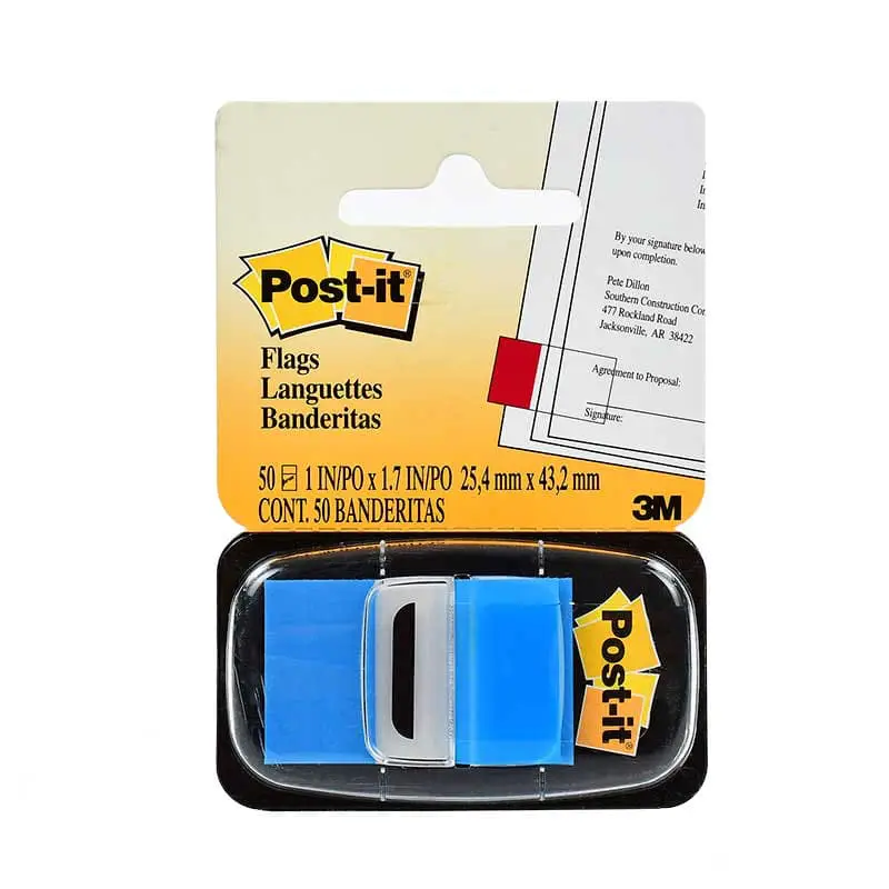 POSTIT BANDERITAS AZULES ADHESIVAS 3M 6802 50PZS