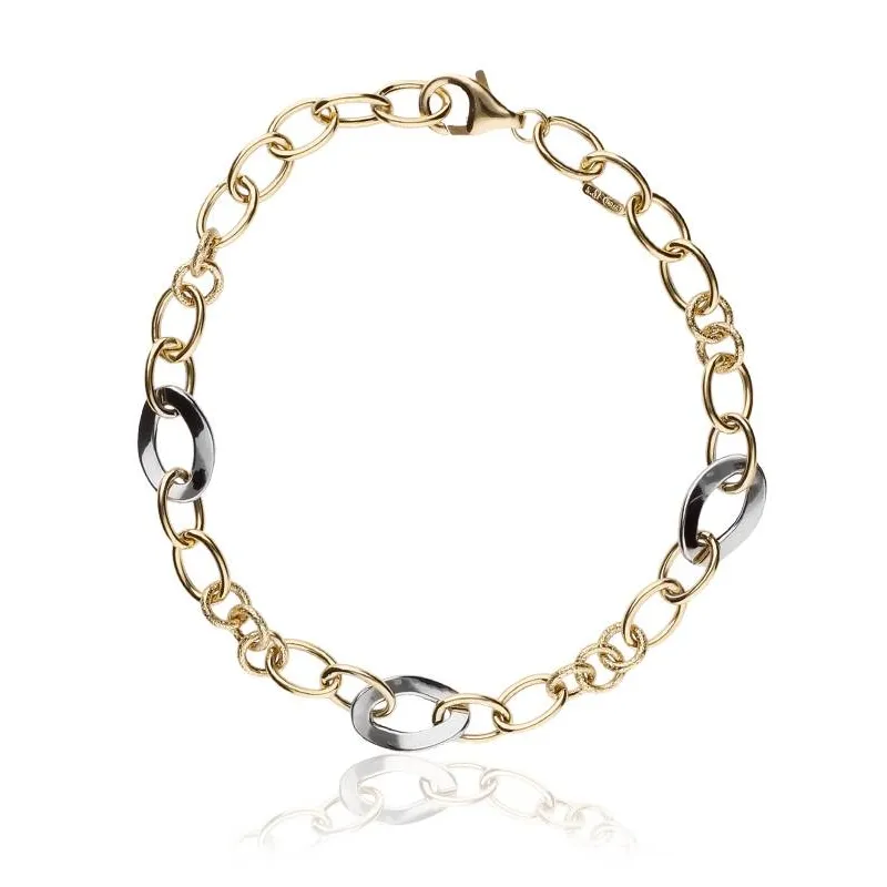 PULSERA "FELICIA" ESLABONES ORO BICOLOR 18K