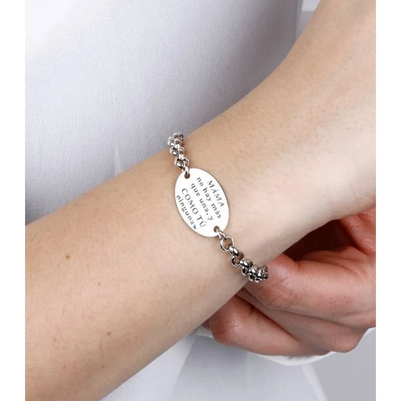Pulsera "Mamá, como tú ninguna" Plata de Ley