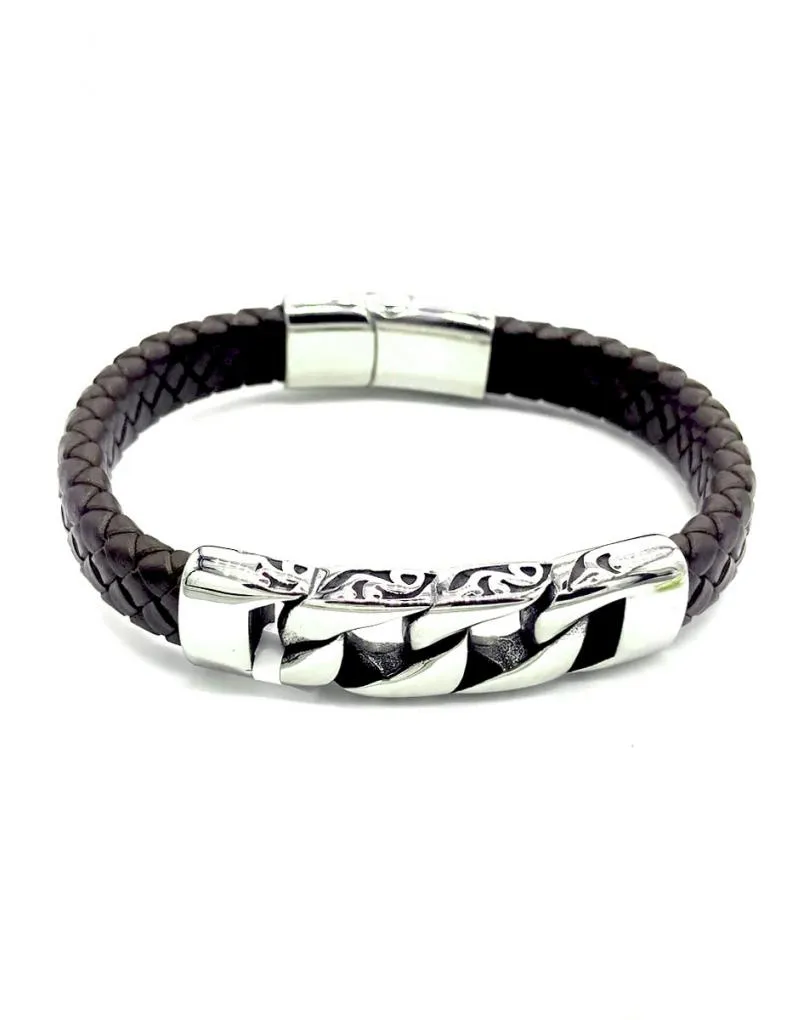 PULSERAS MARRONES PARA HOMBRE CON DETALLE DE CADENA GRUESA