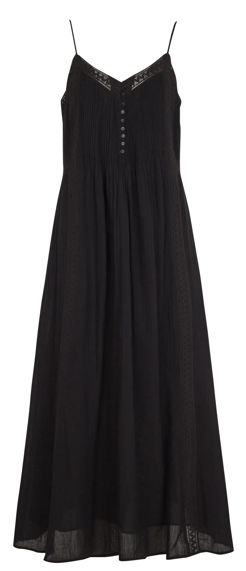 RASMANA  VESTIDO LARGO CON CUELLO EN V DE ALGODóN EN NEGRO