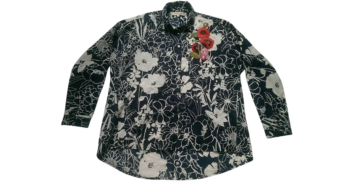 Rene Derhy Tops Blanco Azul 