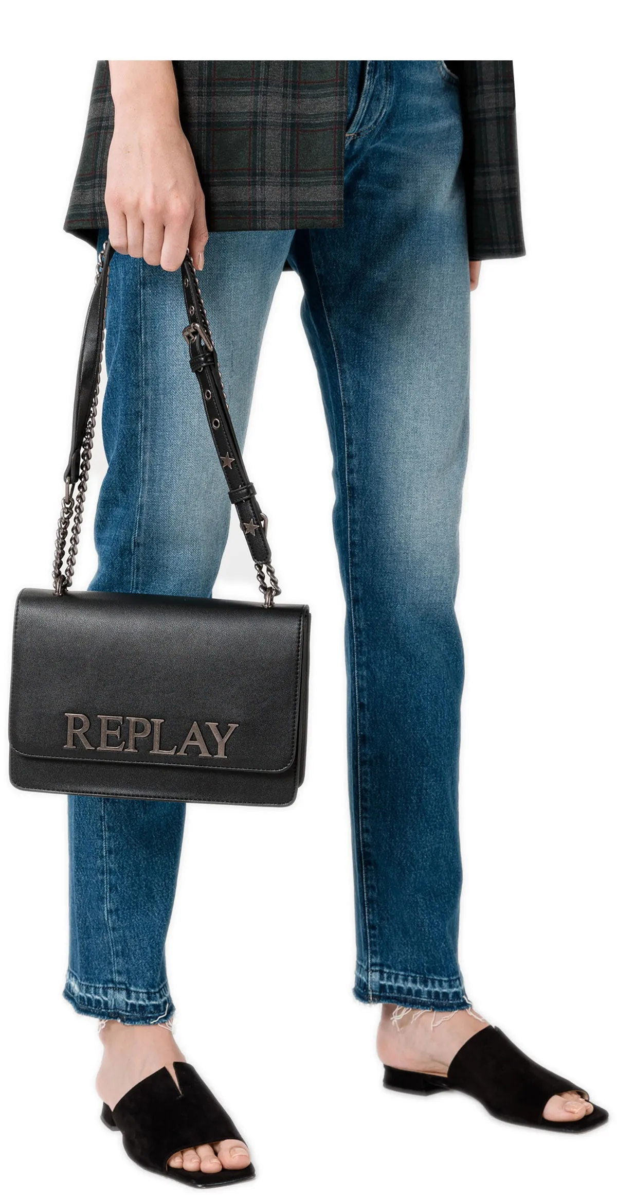 Replay FW3000 Bolso cruzado con estrellas para mujer en naranja
