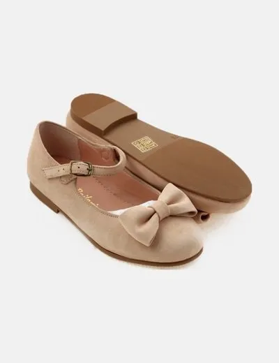 Ruth Secret Bailarina beige detalle lazo