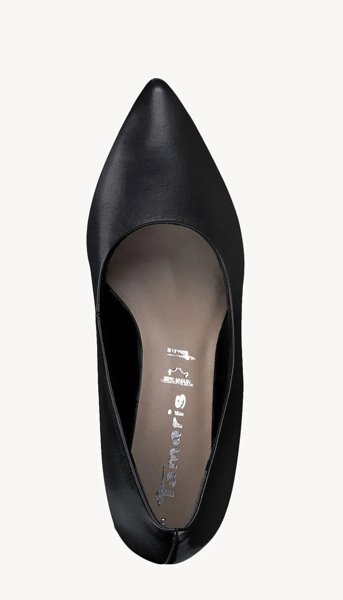 Salones negros de piel con tacones anchos de 6 cms