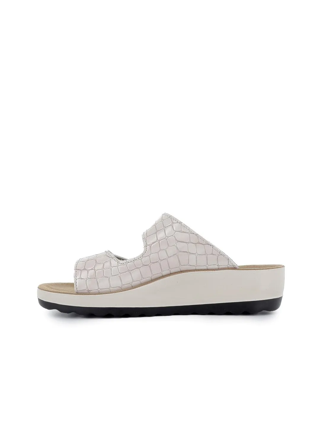 Sandalia de diario cuña textil velcro mujer marfil FLY FLOT