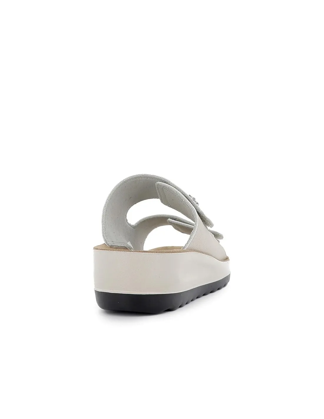 Sandalia de diario cuña textil velcro mujer marfil FLY FLOT
