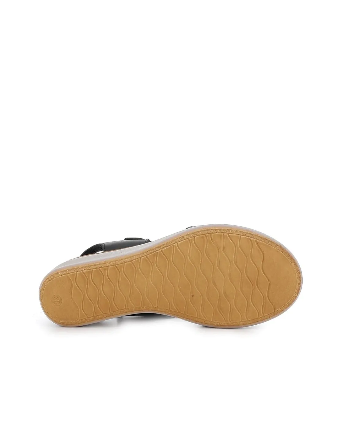 Sandalia de diario piel y tiras broche mujer negro FLY FLOT