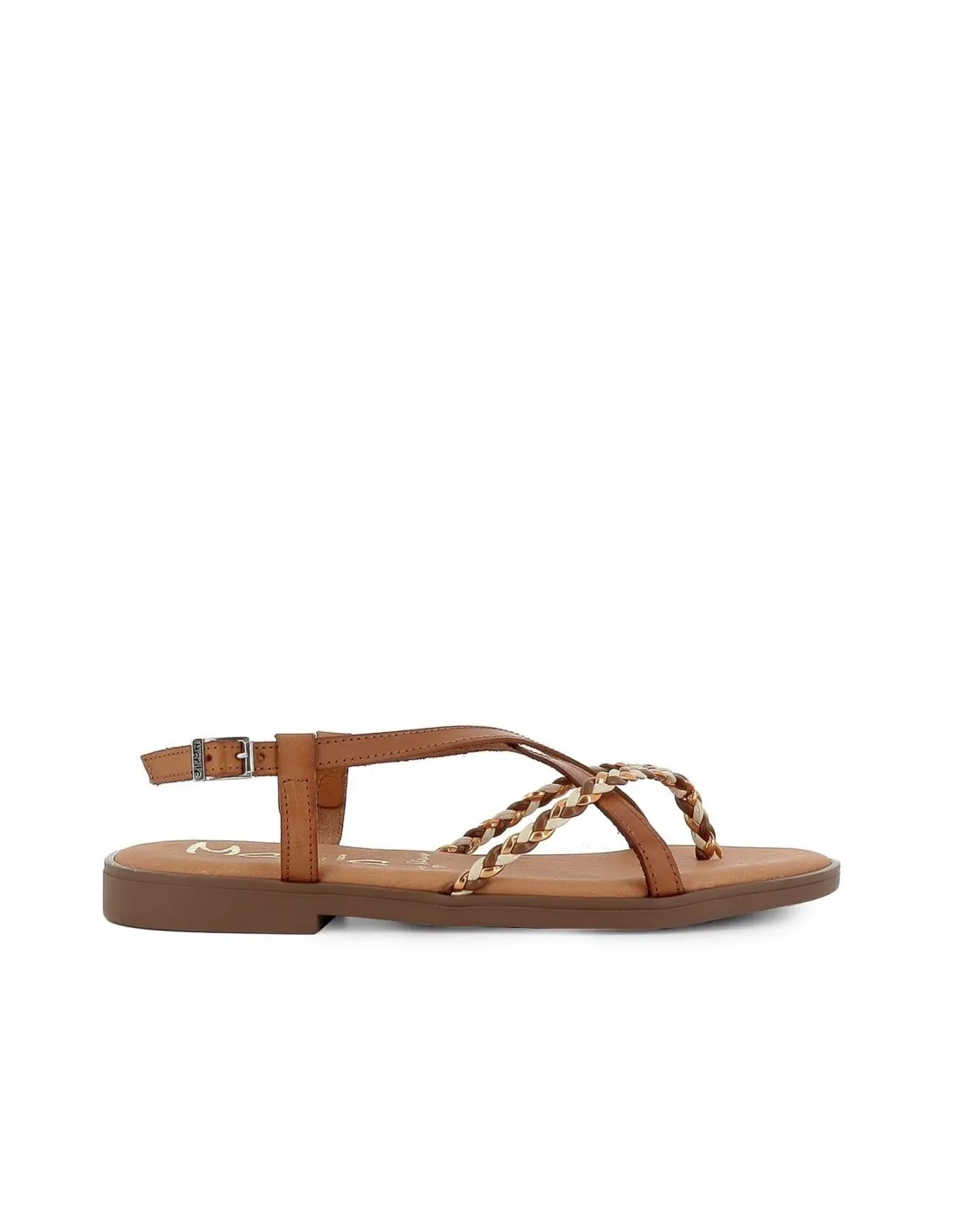 Sandalia de diario tiras trenzadas plana mujer beige MARILA
