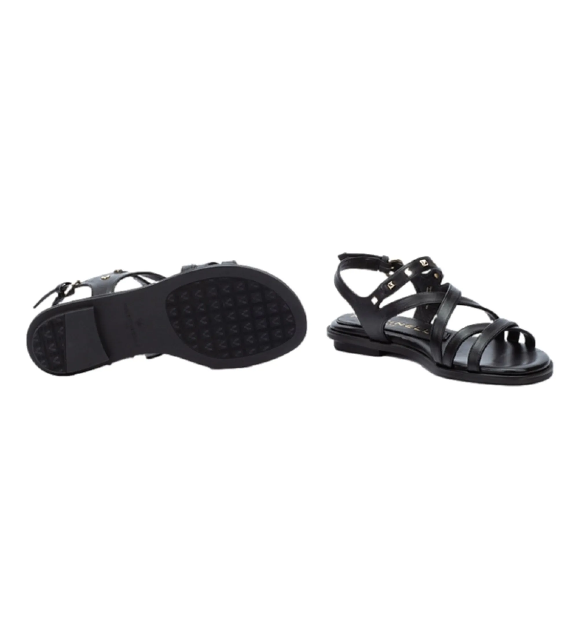 Sandalia Plana de piel Mazzini 1535 Negro