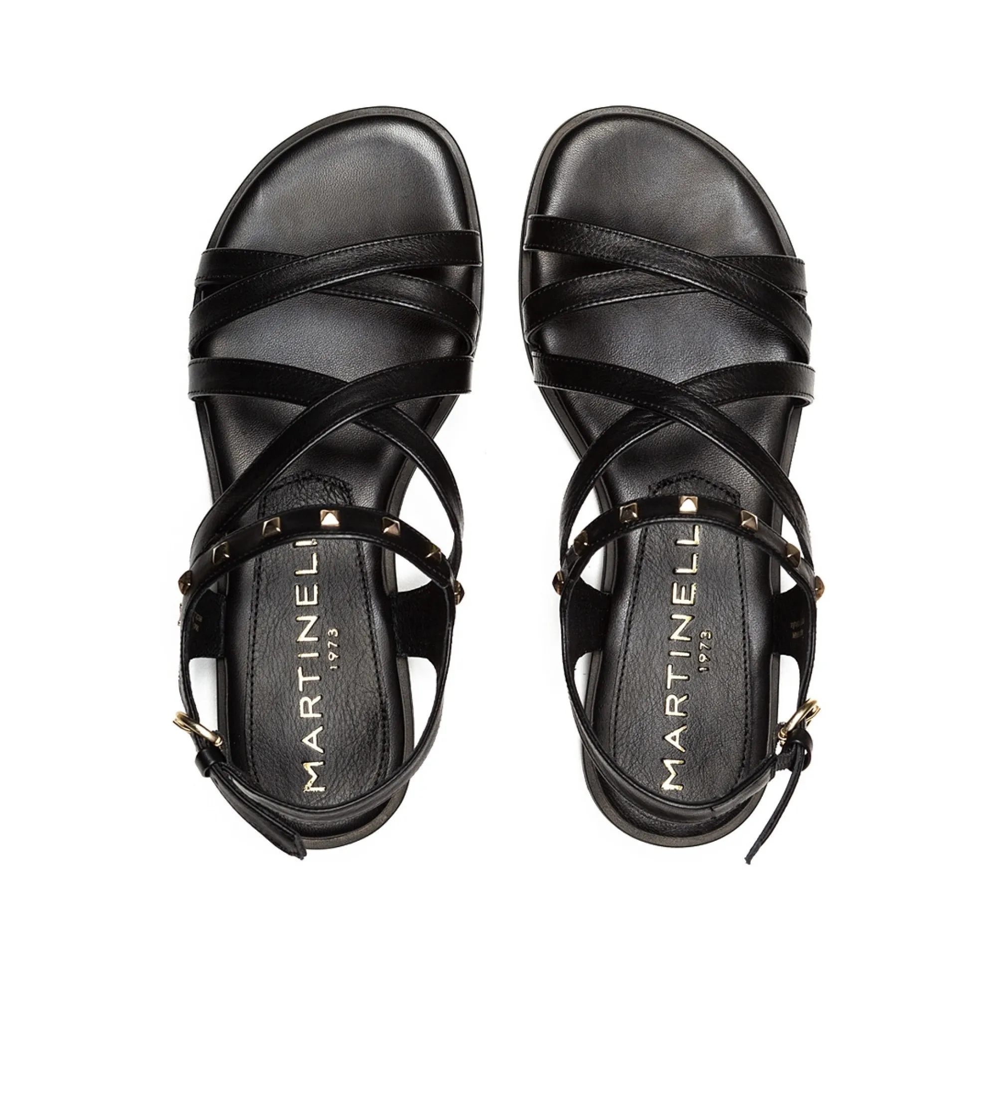 Sandalia Plana de piel Mazzini 1535 Negro