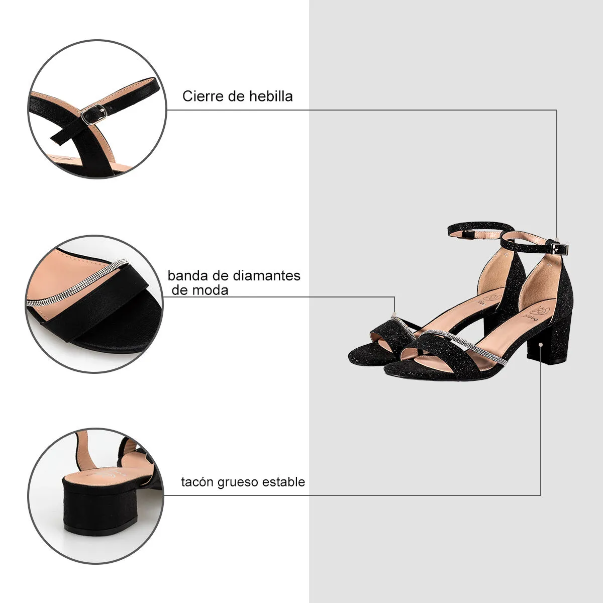 Sandalia Taco Negro Fiesta You132 Weide