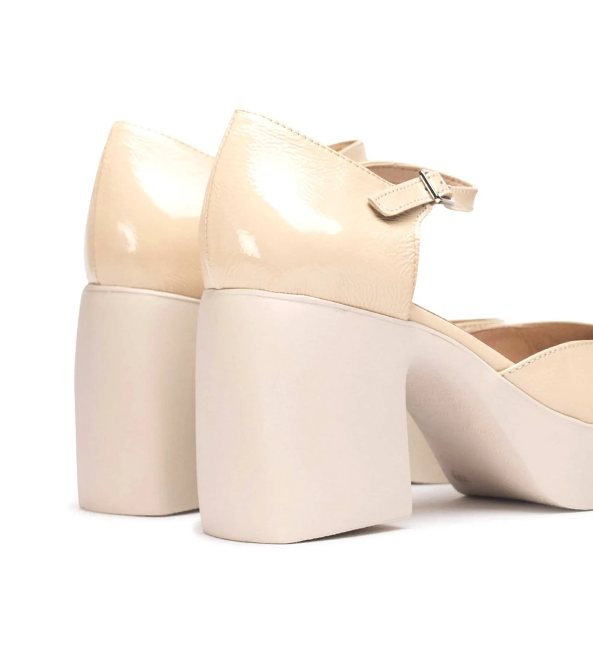 SANDALIAS DE PIEL LALA BEGE ALTURA TACóN 7,5CM