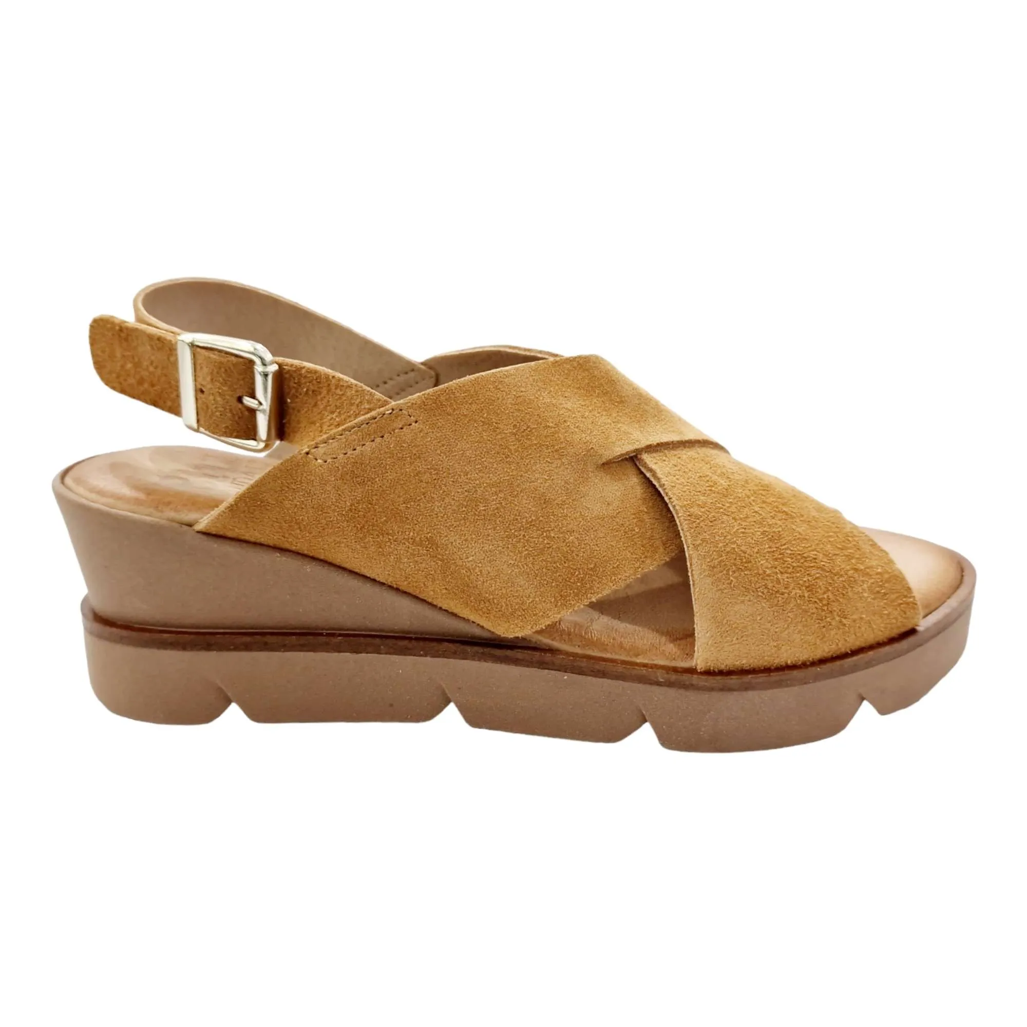 SANDALIAS MUJER CUNA CRUZADA SERRAJE CUERO CUERO