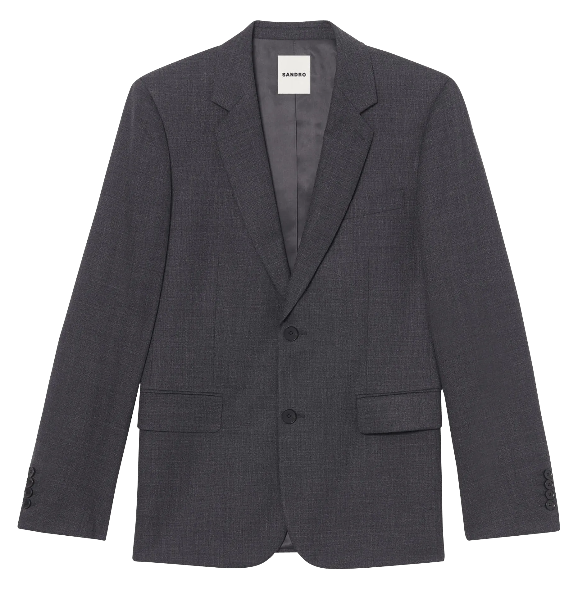 SANDRO Chaqueta de lana con cuello sastre en gris
