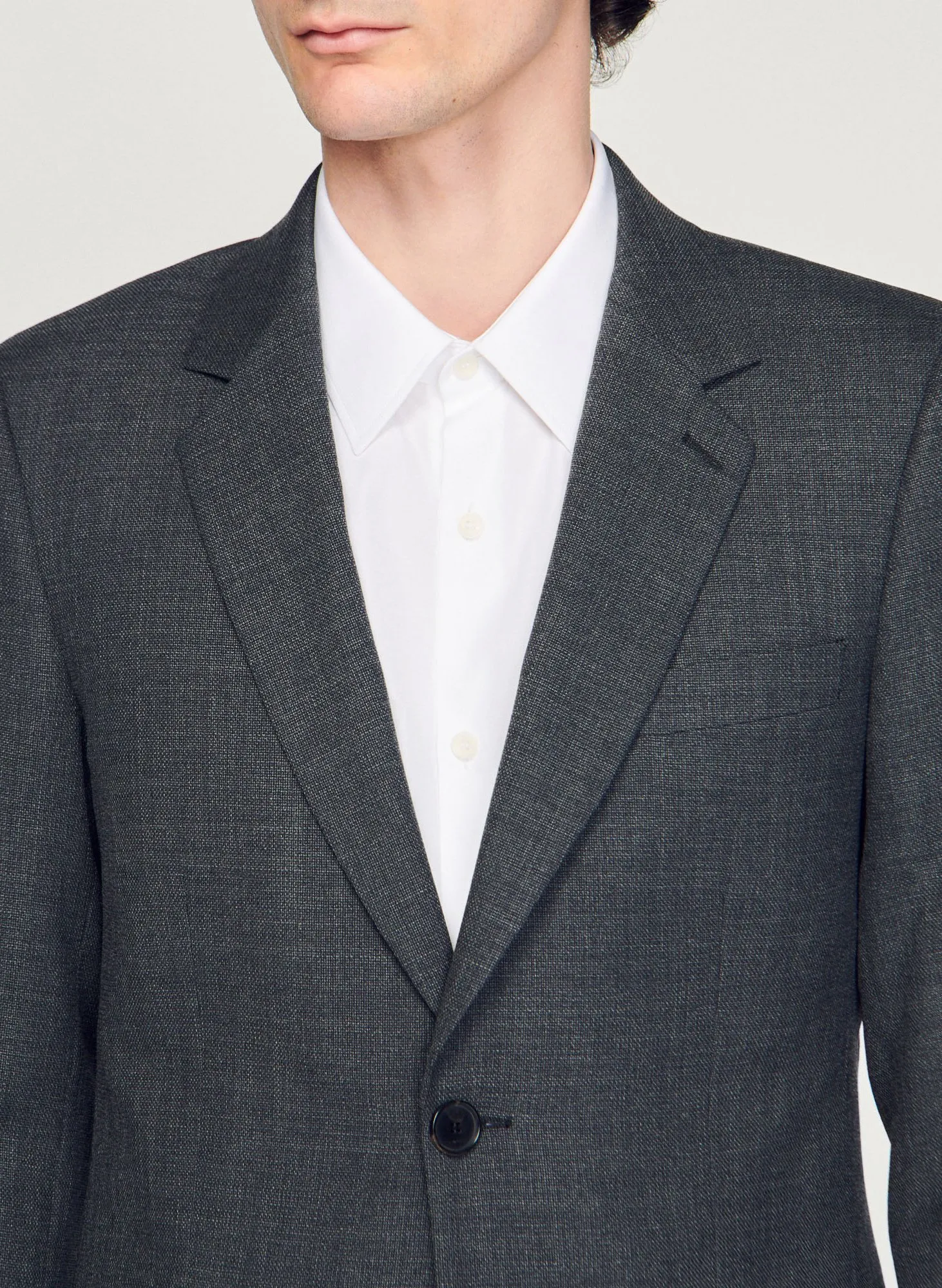 SANDRO Chaqueta de lana con cuello sastre en gris