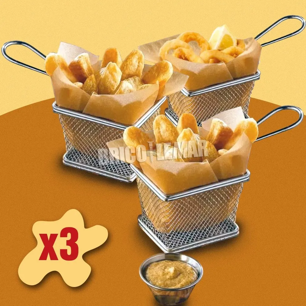 Set de 3 cestillos rectangulares para presentación de fritos Lifestyle