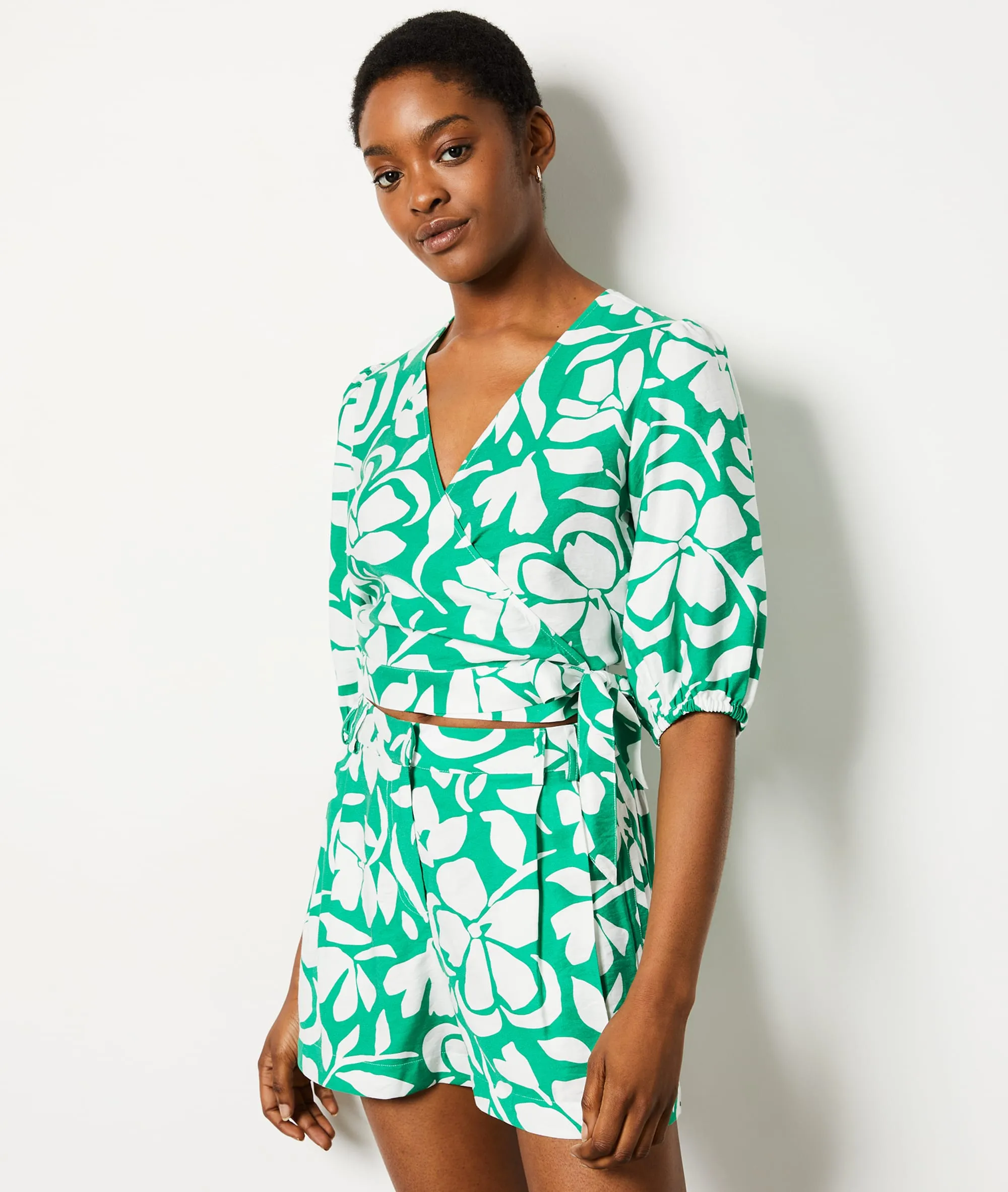 SHORT IMPRIMé CALYPSO IMP IMP FOND VERT  ETAM