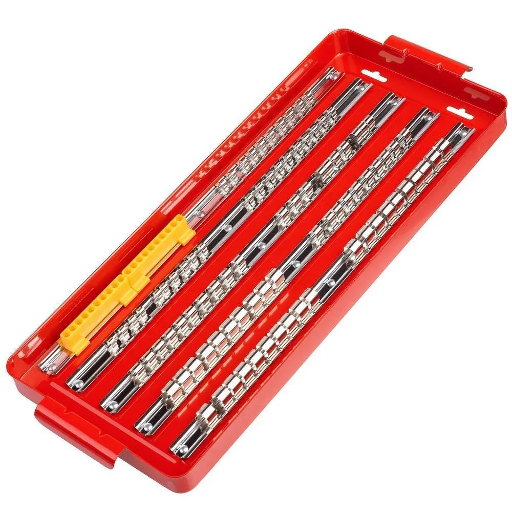 Soporte de rail para 120 llaves de vaso y puntas Bit. 1/2", 3/8", 1/4"