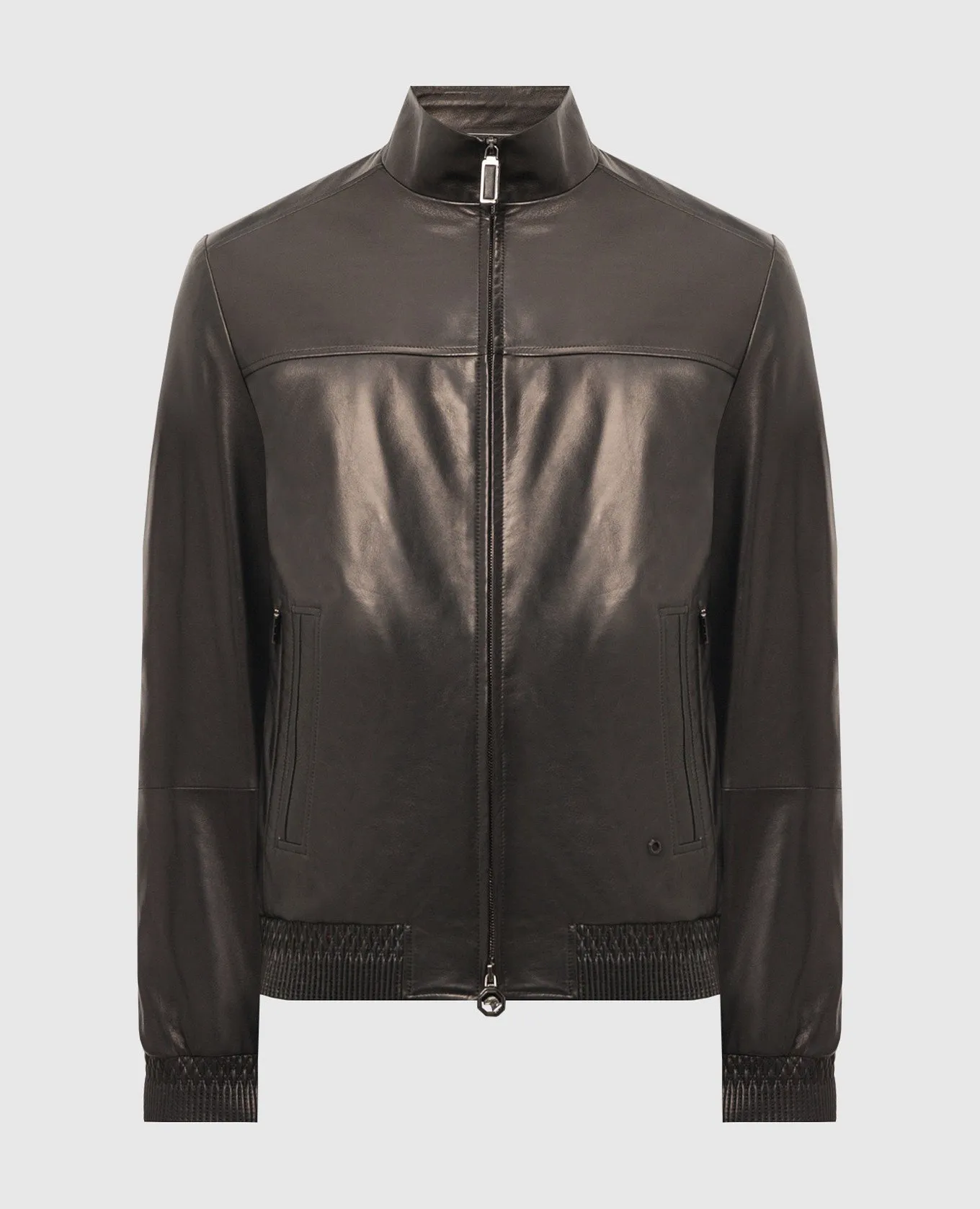 Stefano Ricci Black leather jacket with logo