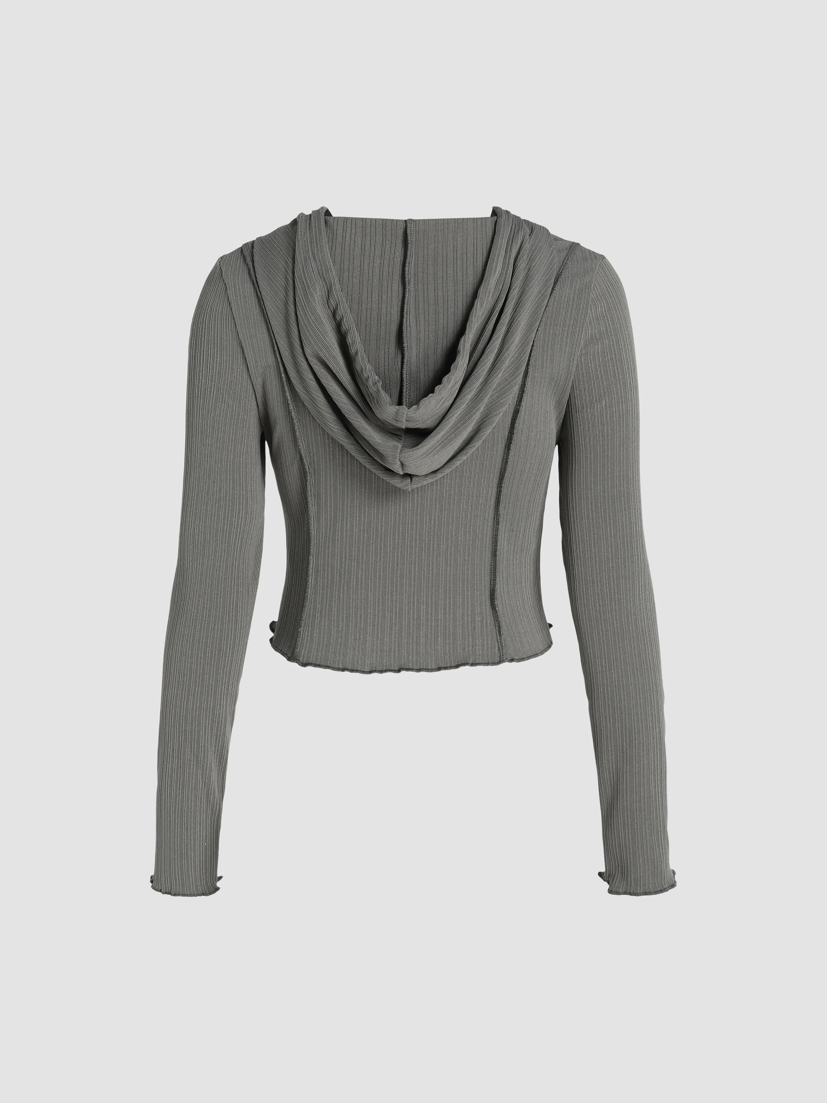  Sudadera con Capucha Corta con Detalle de Botones de Punto