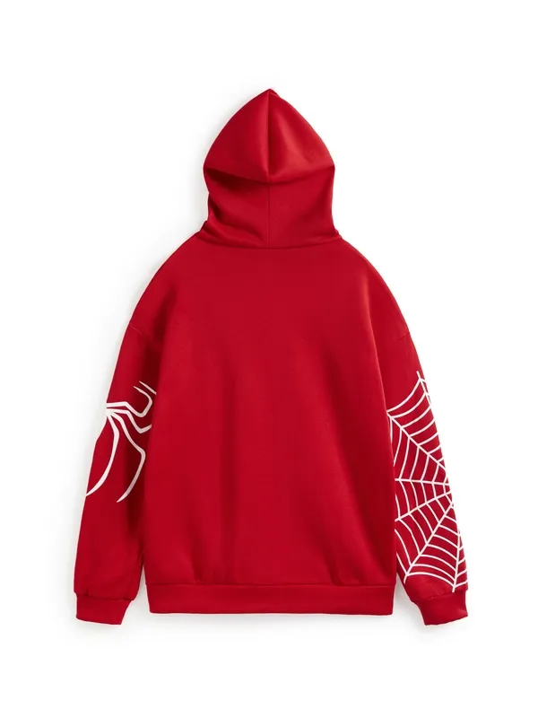 Sudadera con capucha y cremallera con estampado de araña